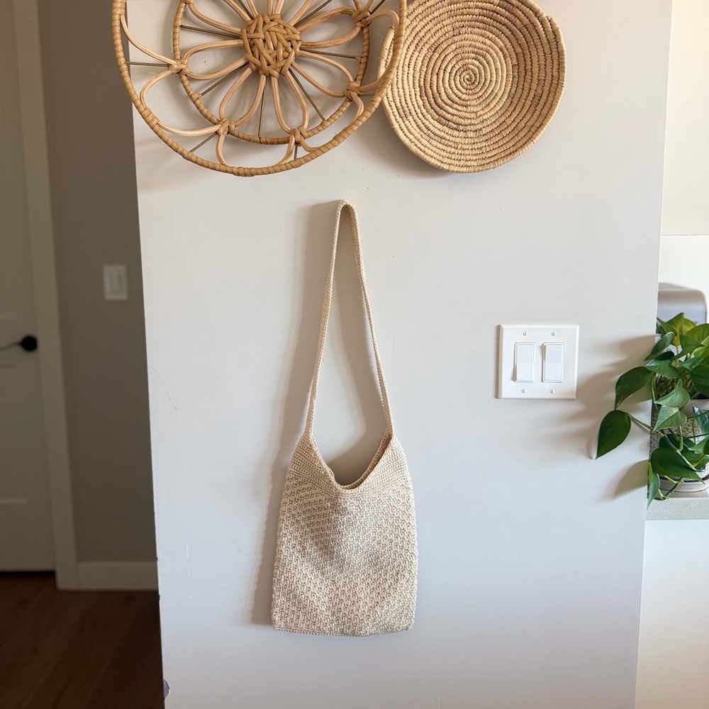 The Sak Cream Crocheted  Boho Chic Shoulder Bag
